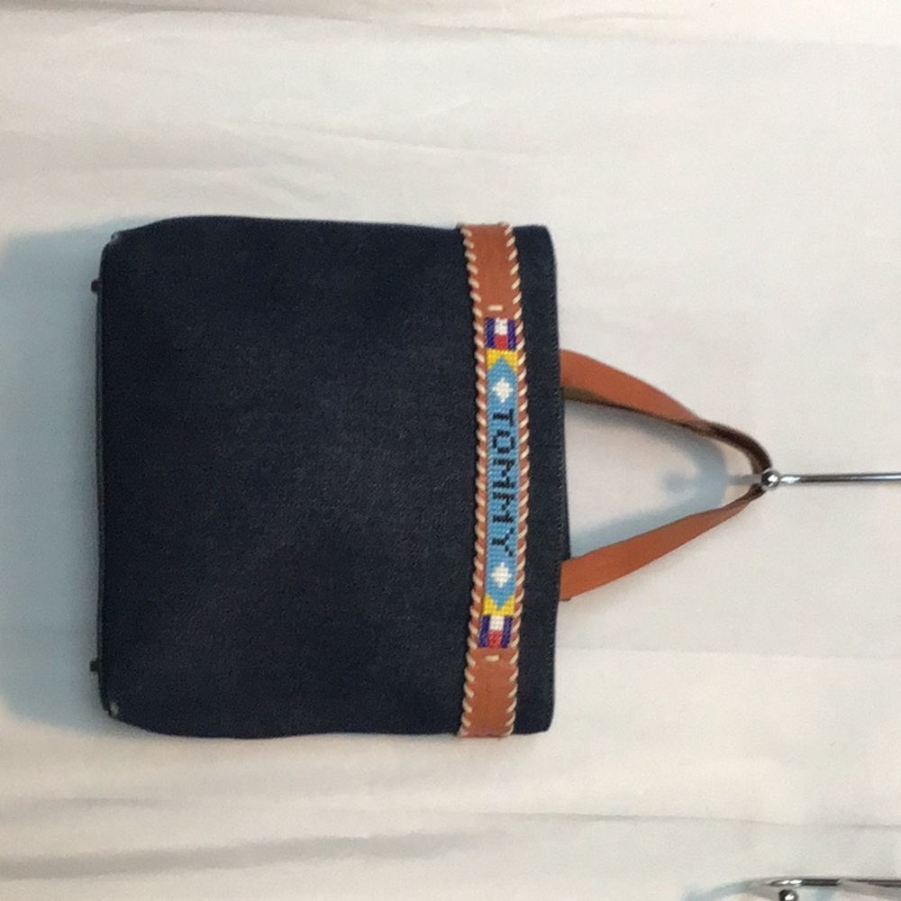 Tommy Hilfiger Blue and Tan Tote Bag